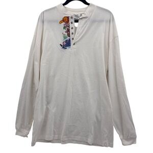 The Disney Store Vintage‎ Winnie The Pooh Henley XL Long Sleeve Embroidered